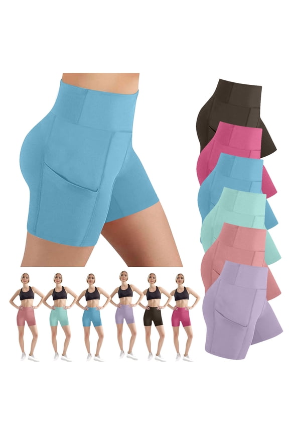 Biker Shorts Women with Pockets Stretch Butt Lifting Workout Gym Shorts High Rise Tummy Control Biker Shorts Brown XL
