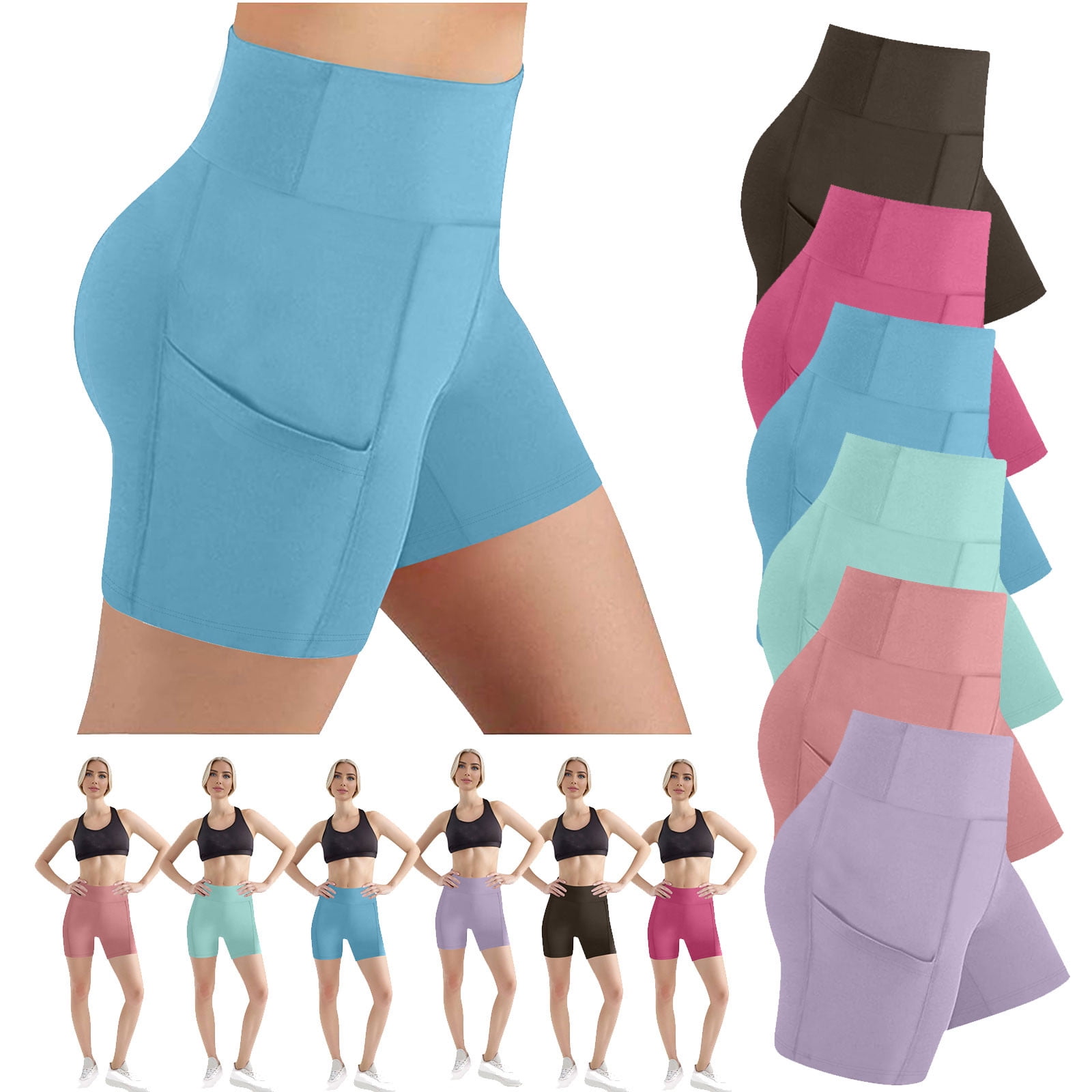 TSUTAYA Women's High Waisted Seamless Biker Shorts - Butt Lifting Gym Shorts With Scrunch, Brown - View #7