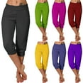 thumbnail image 1 of CFLVAEK Black Capri Pants for Women Plus Size Cinch Bottom Workout Capris with Pockets Solid High Waisted Summer Beach Vacation Pant Navy S, 1 of 7