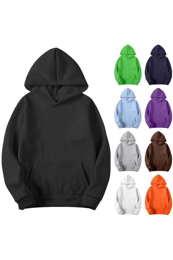 Black Hoodies for Men Pullover Oversized Long Sleeve Hooded Sweatshirts Big and Tall Fall Sweatshirt with Pocket Black M