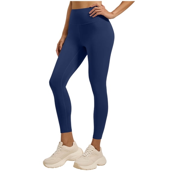 CFLVAEK Black Leggings for Women Quick Dry High Waisted Yoga Pants Breathable Tummy Control Leggings for Workout Running Fitness Blue M
