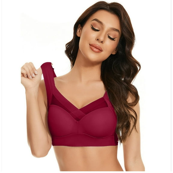 CFLVAEK Bras for Women Plus Size Wireless Thin Side Bra Comfort Full Coverage Everyday Bralettes Breathable Supportive Bras for Large Bust Red XXXXXXL