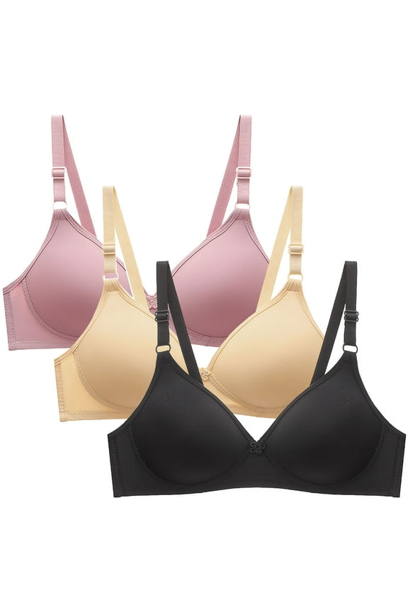 Bras for Women Wireless Push Up T-shirt Bras Cotton Comfortable Bralettes Soft Breathable Full Figure Bras 3 Packs