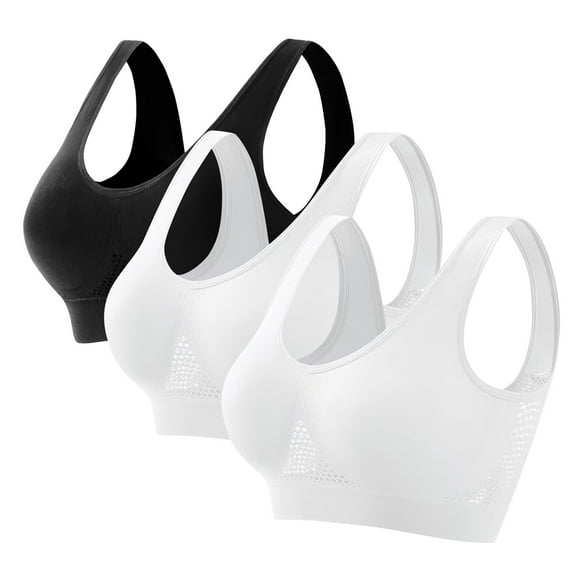 CFLVAEK Breathable Anti Sagging Sports Bra for Women Pack of 3 Plus Size High Impact Sports Bras Full Coverage Workout Bras Comfortable No Underwire Air Bra for Yoga Running Fitness M