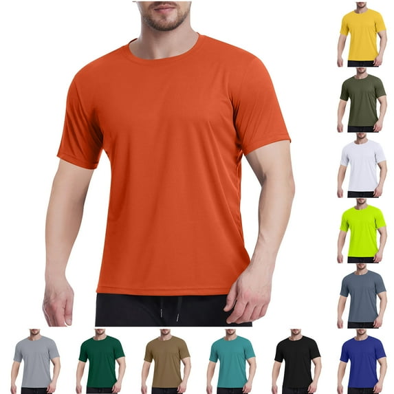 CFLVAEK Breathable T Shirts for Men Slim Fitted Short Sleeve Tshirt Comfy Crew Neck T Shirt Solid Color Classic Tees 2025 Coffee L