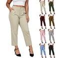 thumbnail image 1 of CFLVAEK Business Casual Pants for Women Plus Size High Waisted Pleated Slacks Solid Color Straight Leg Office Work Pant with Pockets Gray XL, 1 of 9