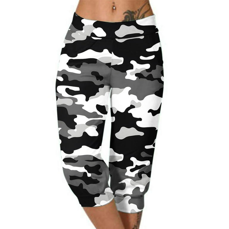 CFLVAEK Camo Capris for Women Plus Size High Waisted Workout Capri