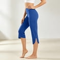 thumbnail image 1 of CFLVAEK Capri Leggings for Women Side Split High Waisted Yoga Pants Stretch Tummy Control Workout Running Capris Legging Blue XXL, 1 of 7