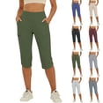 thumbnail image 1 of CFLVAEK Capri Pants for Women with Multi Pockets Stretch Tummy Control High Waisted Yoga Capris Solid Color Wide Leg Pant for Casual Workout Gray L, 1 of 10