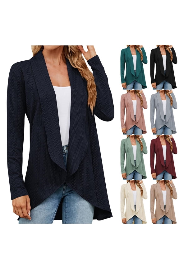 Cardigans for Women Dressy Casual Long Sleeve Business Office Cardigan Jacket Comfy Eyelet Embroidery Open Front Suit Coat Army Green XXL