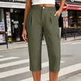 thumbnail image 1 of CFLVAEK Cargo Capris for Women Plus Size Elastic Waisted Hiking Workout Capri Pants Summer Casual Wide Leg Crop Pant with Pockets Green S, 1 of 8
