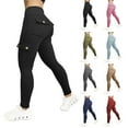 thumbnail image 1 of CFLVAEK Cargo Leggings with Pockets for Women Plus Size High Waisted Yoga Pants Solid Color Butt Lifting Hiking Running Leggings Pants Wine L, 1 of 6