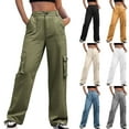 thumbnail image 1 of CFLVAEK Cargo Pants for Women with Pockets Comfy High Waist Tactical Pant Loose fit Wide Leg Workout Trousers Solid Color Cargos Black L, 1 of 10