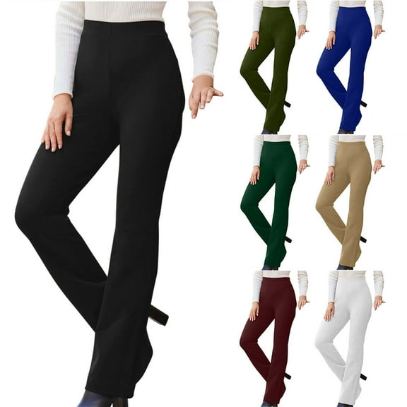 CFLVAEK Casual Dressy Pants for Women Comfy High Waisted Business Work Slacks Pants Solid Color Straight Leg Tall Length Trousers 2025 Green XXL