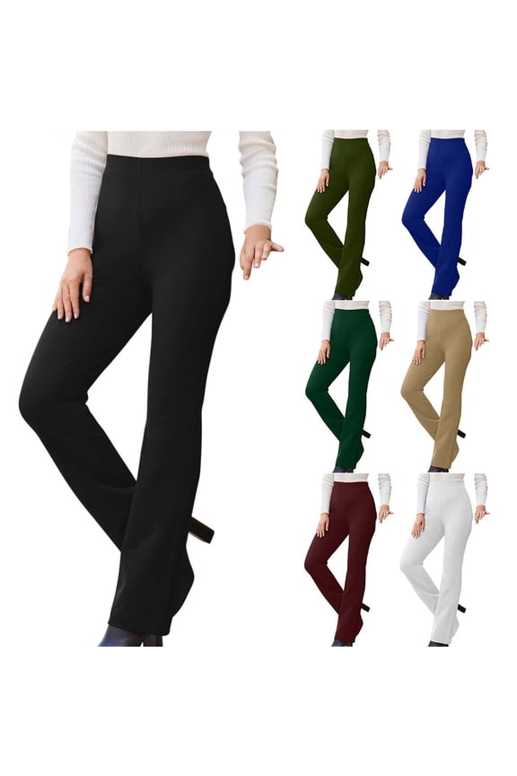 Casual Dressy Pants for Women Comfy High Waisted Business Work Slacks Pants Solid Color Straight Leg Tall Length Trousers Khaki XL