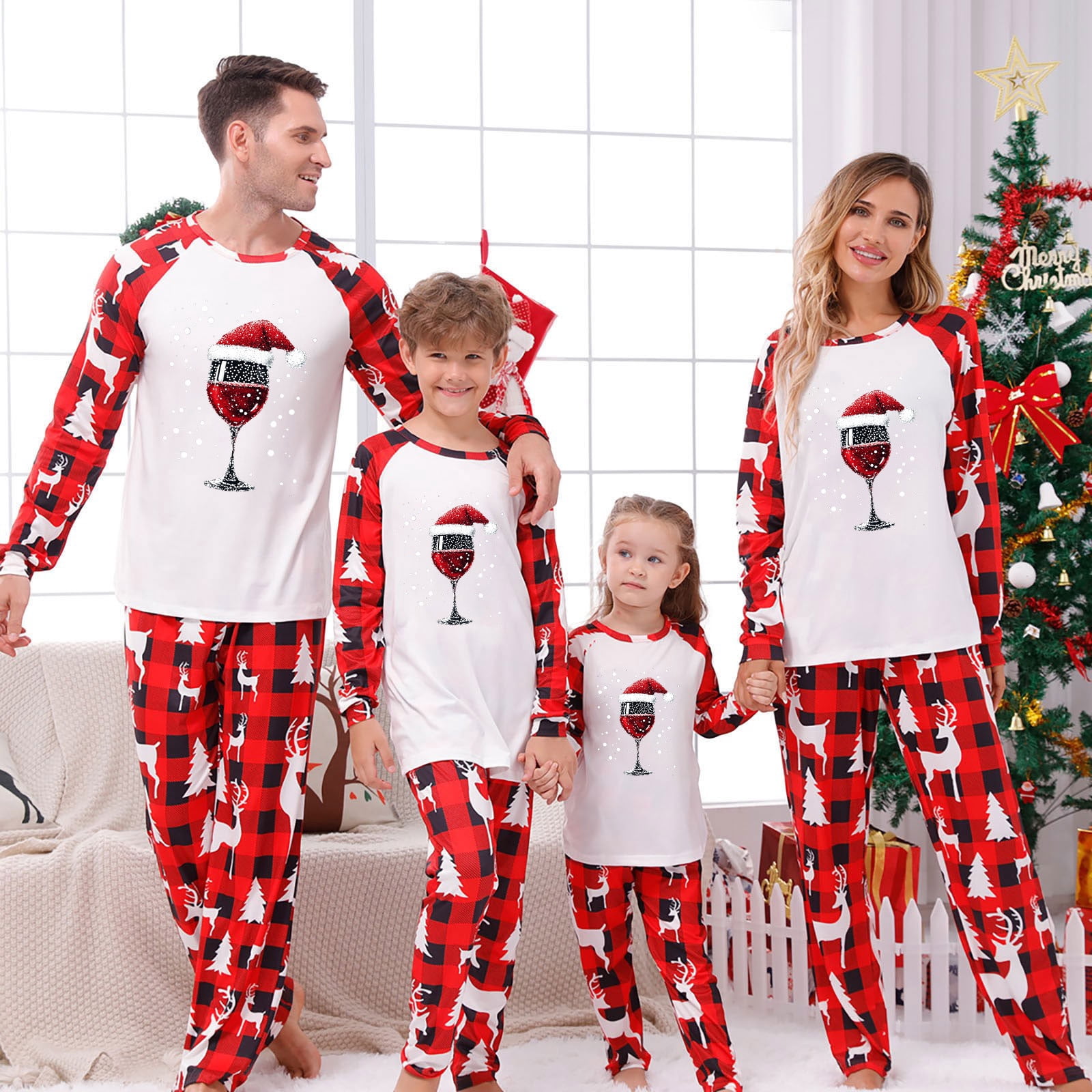 CFLVAEK Christmas Matching Family Pajamas Funny Graphic Long Sleeve ...