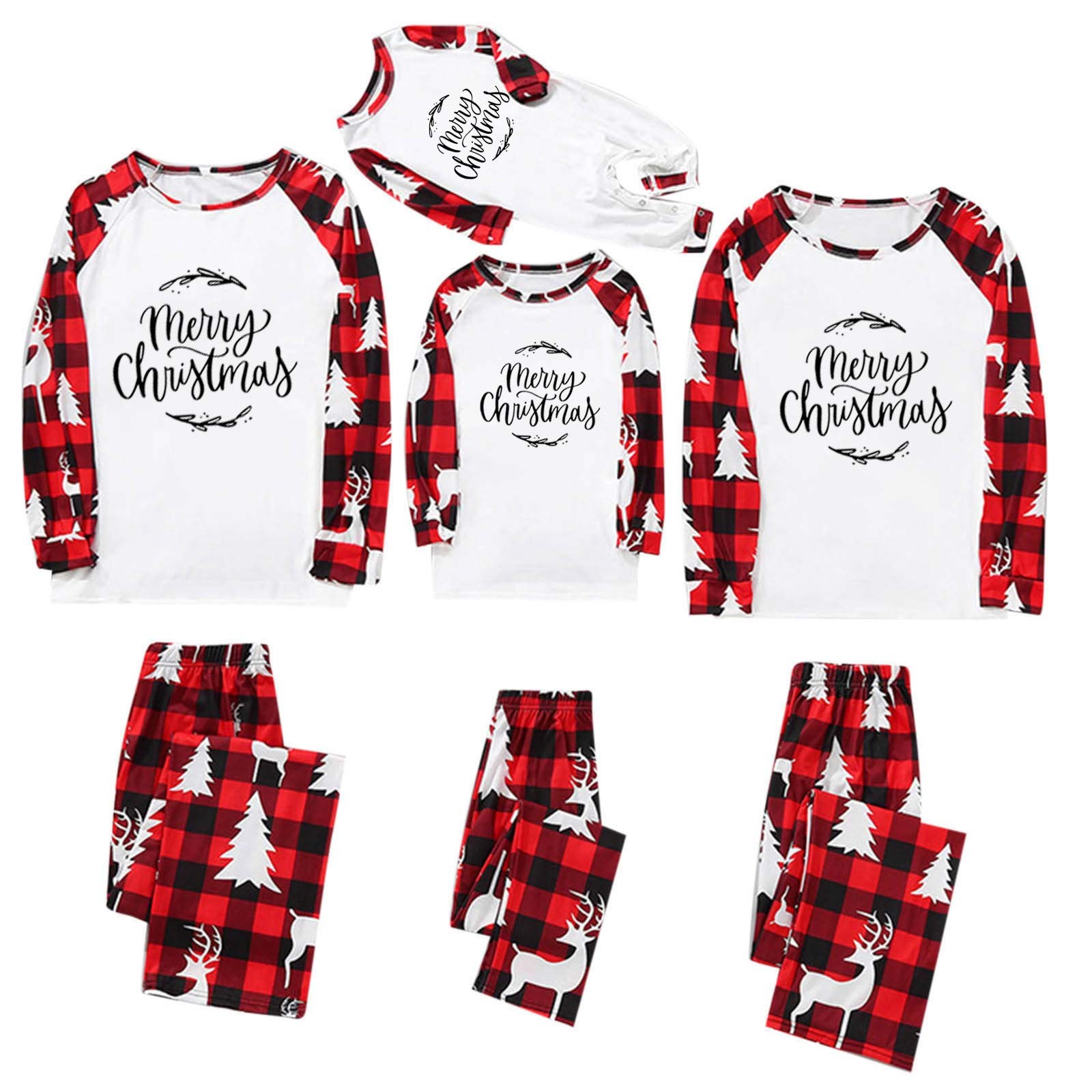 CFLVAEK Christmas Matching Pajamas for Family Loose Fit Long Sleeve