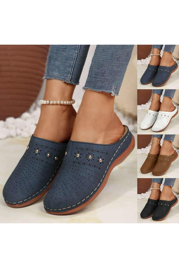 Closed Toe Sandals Women Wide Width Arch Support Sandals Shoes Breathable Hollow Out Sandals Comfort Slip On Platform Slides Size 6