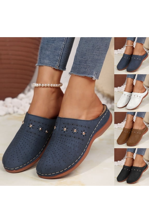 Closed Toe Sandals Women Wide Width Arch Support Sandals Shoes Breathable Hollow Out Sandals Comfort Slip On Platform Slides Size 7