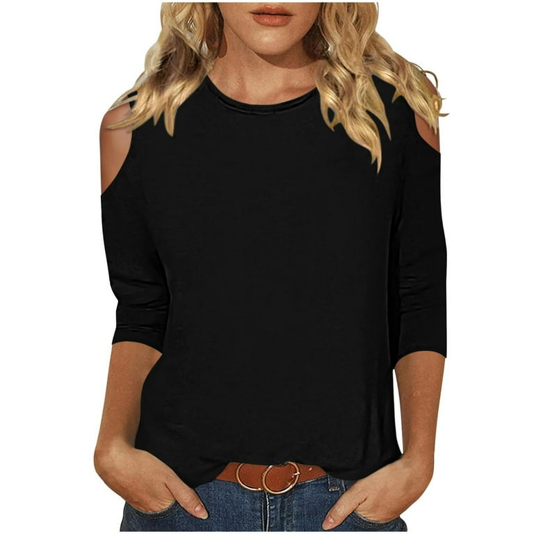 Cold shoulder fitted tops cheap