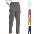 thumbnail image 1 of CFLVAEK Corduroy Pants for Women Plus Size Elastic High Waist Pant Casual Straight Leg Trousers with Pockets Dressy Office Work Pant Red XL, 1 of 7