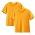 thumbnail image 1 of CFLVAEK Cotton Linen Shirts for Kids Girls Boys Pack of 2 Casual Short Sleeve Tshirts Comfy Round Neck T Shirts Solid Color Basic Tees Summer Beach Vacation Tops Yellow Size 7 Years, 1 of 6