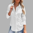 thumbnail image 1 of CFLVAEK Cotton Linen Shirts for Women Dress Casual Lapel Buttn Down Office Shirt Long Sleeve Business Blouses Solid Color Classic Fit Fall Tops White L, 1 of 9