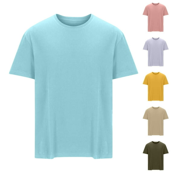 CFLVAEK Cotton T Shirts for Men Loose Fitted Short Sleeve T Shirt Crew Neck Casual Summer Tshirts Solid Color Basic Tees Pink XXXXXL