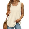 thumbnail image 1 of Cyber And Monday Deals CFLVAEK Cotton Tank Tops for Women Casual Round Neck Blouses Breathable Solid Color Sleeveless Resort Tops Summer Clearance, 1 of 9