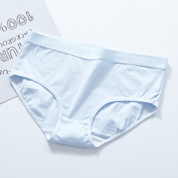CFLVAEK Cotton Underwear for Women Mid Waisted Seamless Briefs Breathable Full Coverage Ladies Panties Light Blue L