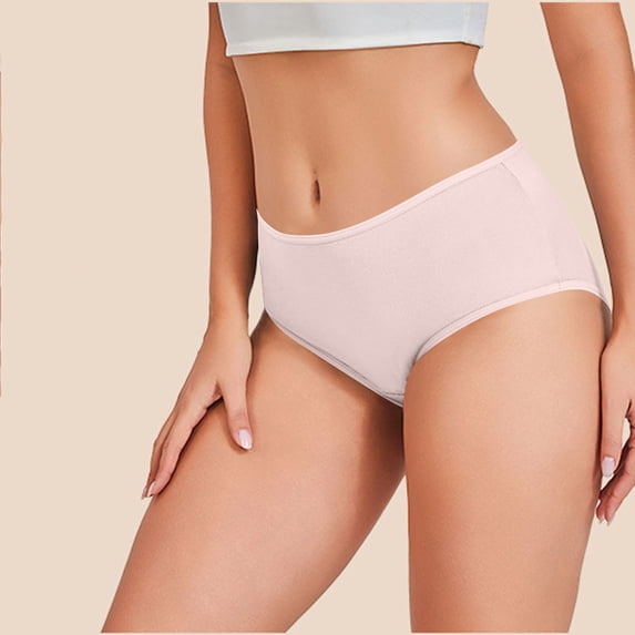 CFLVAEK Cotton Underwear for Women Plus Size Mid Rise Hipsters Breathable Full Coverage Panties Soft Stretch Ladies Panty Pink S