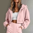thumbnail image 1 of CFLVAEK Cropped Hoodies for Women Casual Full Zip Up Sweatshirt Drop Shoulder Long Sleeve Workout Hooded Sweatshirts with Pockets Pink XXL, 1 of 7
