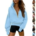 thumbnail image 1 of CFLVAEK Cropped Hoodies for Women Plus Size Half Zip Hooded Pullover Loose Fit Drop Shoulder Long Sleeve Hoodie Sweatshirts Blue M, 1 of 7