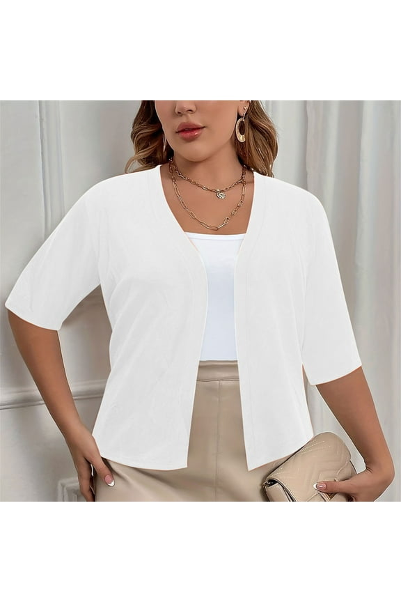 Fall Cardigan Sweaters for Women Casual Short Sleeve Open Front Shrugs Soft Solid Color Cropped Boleros Lightweight Cardigans Cover Ups