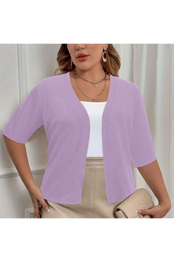 Fall Cardigan Sweaters for Women Casual Short Sleeve Open Front Shrugs Soft Solid Color Cropped Boleros Lightweight Cardigans Cover Ups