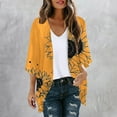 thumbnail image 1 of CFLVAEK Fall Cardigans for Women Lightweight Open Front Chiffon Cardigan Loose Fit Long Sleeve Cover Ups Trendy Sunflower Print Beach Cardigans Yellow M, 1 of 5