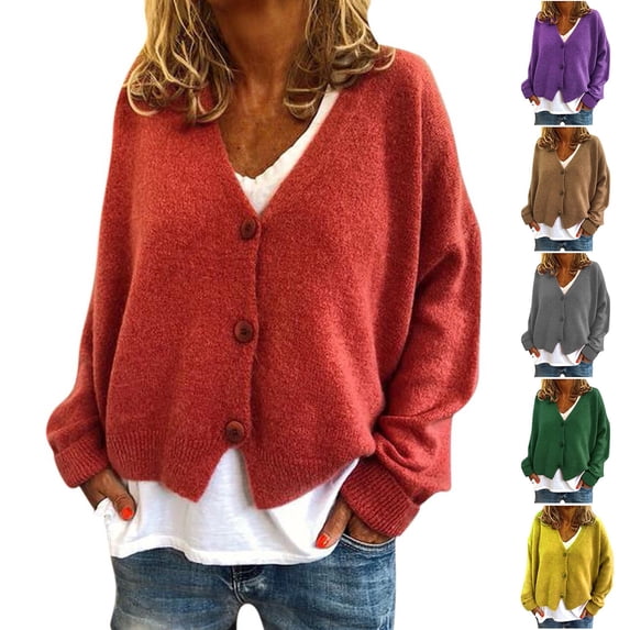 CFLVAEK Fall Cardigans for Women Plus Size Button Down V Neck Knit Cardigan Sweaters Loose Fitted Long Sleeve Trendy Sweater Coat Green XXL