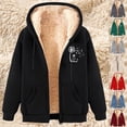 thumbnail image 1 of CFLVAEK Fall Winter Hoodies for Women Plus Size Sherpa Fleece Lined Hoodie Jackets Fashion Graphic Full Zip Hooded Sweatshirts with Pockets Red M, 1 of 5