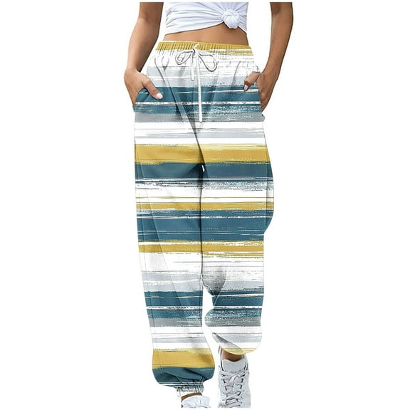 CFLVAEK Fashion Sweatpants for Women Loose Fit Elastic Bottom Baggy Sweatpant Novelty Graphic Joggers Pant High Waisted Drawstring Workout Pants with Pockets Army Green M