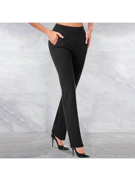 Fitted Business Pants for Women Solid Mid Rise Pockets Pants Full Length Micro Pull Temperament Trousers Leisure Lounge Working Pants