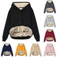 thumbnail image 1 of CFLVAEK Fleece Lined Hoodie for Women Thermal Winter Hoodies Casual Long Sleeve Pullover Tops Solid Color Going Out Sweatshirts with Pocket Wine S, 1 of 6