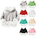 thumbnail image 1 of CFLVAEK Fleece Lined Hoodies for Kids Girls Boys Thermal Winter Hooded Sweatshirts Comfort Thick Drop Shoulder Long Sleeve Pullover Tops Sky Blue Size 4 Years, 1 of 3