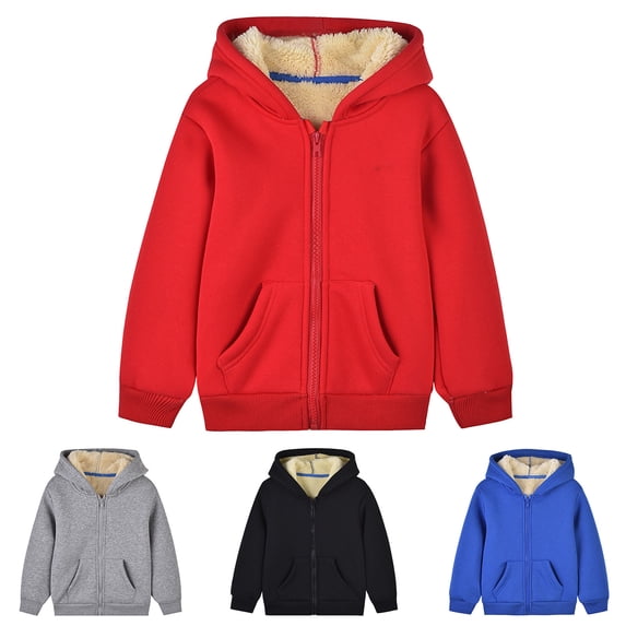 CFLVAEK Fleece Lined Hoodies for Girls Thermal Winter Long Sleeve Hoodie Jackets Casual Zip Up Hooded Sweatshirts with Pockets Black Size 3 Years