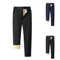 thumbnail image 1 of CFLVAEK Fleece Lined Sweatpants Men Open Bottom with Pockets Big and Tall Thermal Winter Sweatpant Casual Straight Leg Trousers Dark Blue XXXL, 1 of 6