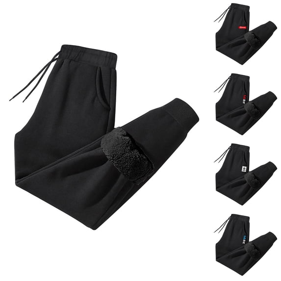 CFLVAEK Fleece Lined Sweatpants for Men Thermal Winter Joggers Track Pants Big and Tall Drawstring Elastic Waist Pencil Pants with Pockets Dark Gray XXXXL