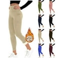 thumbnail image 1 of CFLVAEK Fleece Lined Yoga Pants Women with Pocket Thermal Winter High Waisted Leggings Solid Color Tummy Control Workout Pant Navy M, 1 of 5
