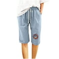 thumbnail image 1 of CFLVAEK Fourth of July Shorts for Women Cotton Linen Drawstring High Waisted Shorts Independence Day Knee Length Shorts with Pockets 2025 XXL, 1 of 3