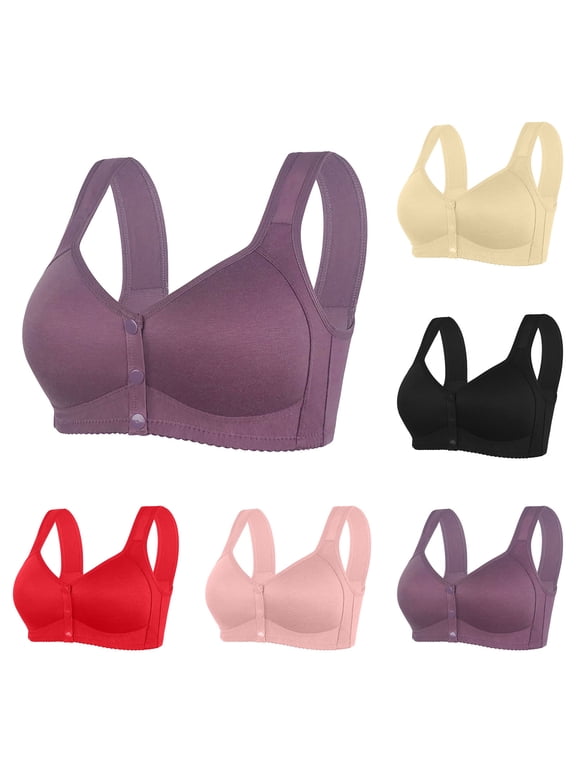 Front Closing Bras for Older Women Plus Size No Underwire Everyday Bra Comfort Full Figure Lifting Bralette Breathable Senior Bras for Large Bust Black 40