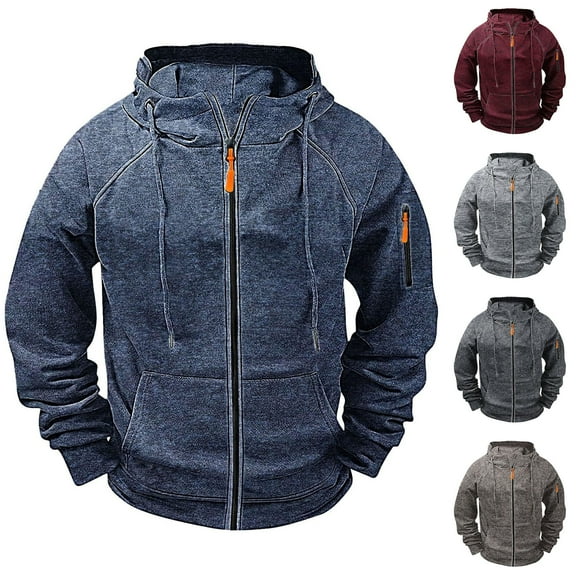 CFLVAEK Full Zip Hoodies for Men Big and Tall Workout Hoodie Sweatshirts with Pockets Solid Color Drawstring Hooded Sweatshirt for Trainning Gray XXXL