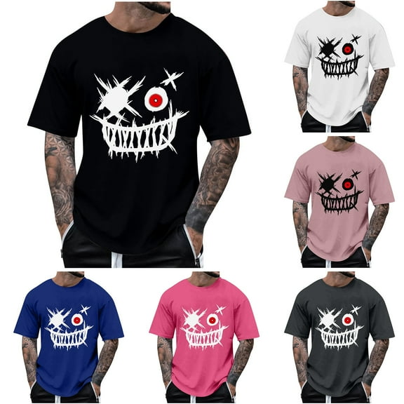 CFLVAEK Funny Graphic Tees Men Big and Tall Short Sleeve T Shirts Summer Casual Round Neck Tshirt White S